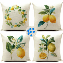 HUASHUZI Lot de 4 housses de coussin d't impermables pour l'extrieur, motif citron, jaune, 45,7 x 45,7 cm, pour meubles de patio, maison, jar