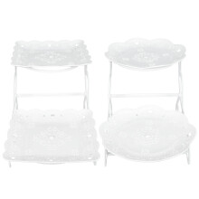 2 Sets Dessertständer Speisetisch Dessertschale 2-stufig Obstteller