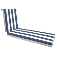 Chaise longue d'extrieur en nid d'abeille 22,5x70, coussin de chaise Cabana rayures bleues et blanches pour meubles de patio