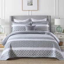 SahSahCasa Quilt S?t Queen Size 100 % bomuld Senget?jss?t Vendbart let blomstret patchwork senget?ppe til queensize-seng Bl?gr? All Season 3-delt