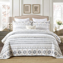 DUOHONG Quilts King Size - King Quilt senget?ppes?t 100% bomuld Boho Quilt Senget?jss?t til kingsize-seng 3 stykker Bohemian Vendbar Stribet Letv