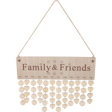 1 set diy holz-kalender erinnerungsplakette wandbrett aus holzscheiben