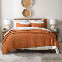 HORIMOTE HOME 100% katoenen dekbed, kingsize, verbrande oranje sprei, voorgewassen 3-delig, gezellig, lichtgewicht, decoratief beddengoed, dekbedset