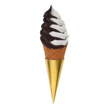 realistisches Kunststoff-Modell einer Eiskugel in Waffel, fotofähig