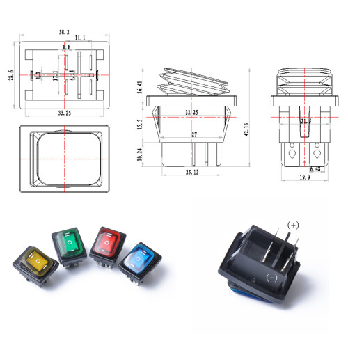 rocker-schalter ein- 4- 12 v dc led 2
