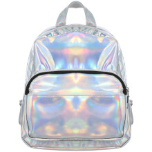 chic holo rucksack schultasche für mädchen grau