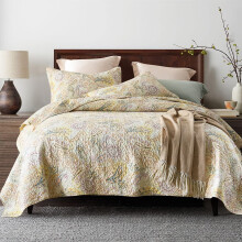 ENASAL Senget?ppe i bomuld Vendbart Senget?ppes?t Vendbart Senget?ppe S?t Dyne Paisley-senget?ppe med blomster (Gul Queen Size)