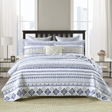 SahSahCasa Quilt King Size King Quilt S?t 100% bomuld Boho Quilt King Quilt Senget?ppe Senget?pper Bohemian Vendbare Let stribede Quilts Senget?p