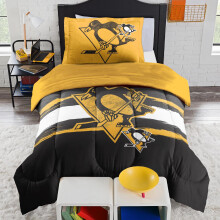 NORTHWEST Juego de edredσn del equipo de la NHL de los Pittsburgh Penguins con licencia oficial: edredσn y funda de microfibra Twin/Twin XL con l