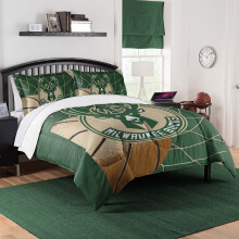 NORTHWEST NBA Milwaukee Bucks Juego de edredσn con licencia oficial - Ropa de cama de baloncesto sϊper suave con logotipo y colores del equipo -