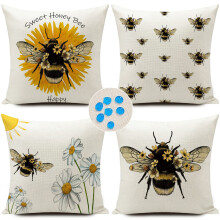 HUASHUZI Lot de 4 housses de coussin dcoratives en forme d'abeille, dcorations pour la maison, cadeaux pour femmes, t, coussins dcoratifs im