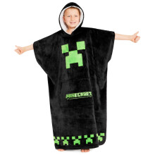 Minecraft Fleece Hoodie Deken voor Kinderen en Tieners One Size Fleece Poncho met Sherpa Kap