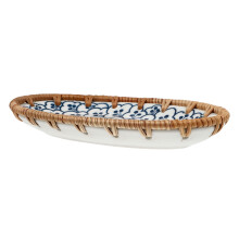 1 Japanisch-Style Rattan Dessertteller Keramik