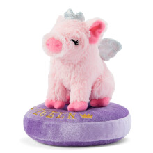 American Girl WellieWishers Muρeca Pegeen, la cerdita de 14,5 pulgadas, mascota con alas y corona, ademαs de cama con almohada para mayores de 4