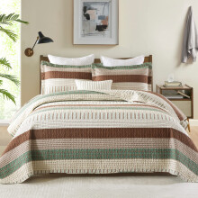 PANGUSHAN 100 % puuvillainen peittosarja King Size Patchwork King Peittosetti Pivpeitteet Farmhouse Kevyt Peitto Knnettv peitto Vihre/ruskea/b