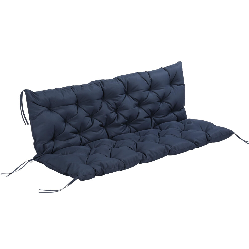 Outsunny 59"""" X 38"""" Tufted Bench Cushion For Outdoor Furniture 3-Seater Replacement For Swing Chair Patio Sofa/Couch Overstuffed Includes Backre