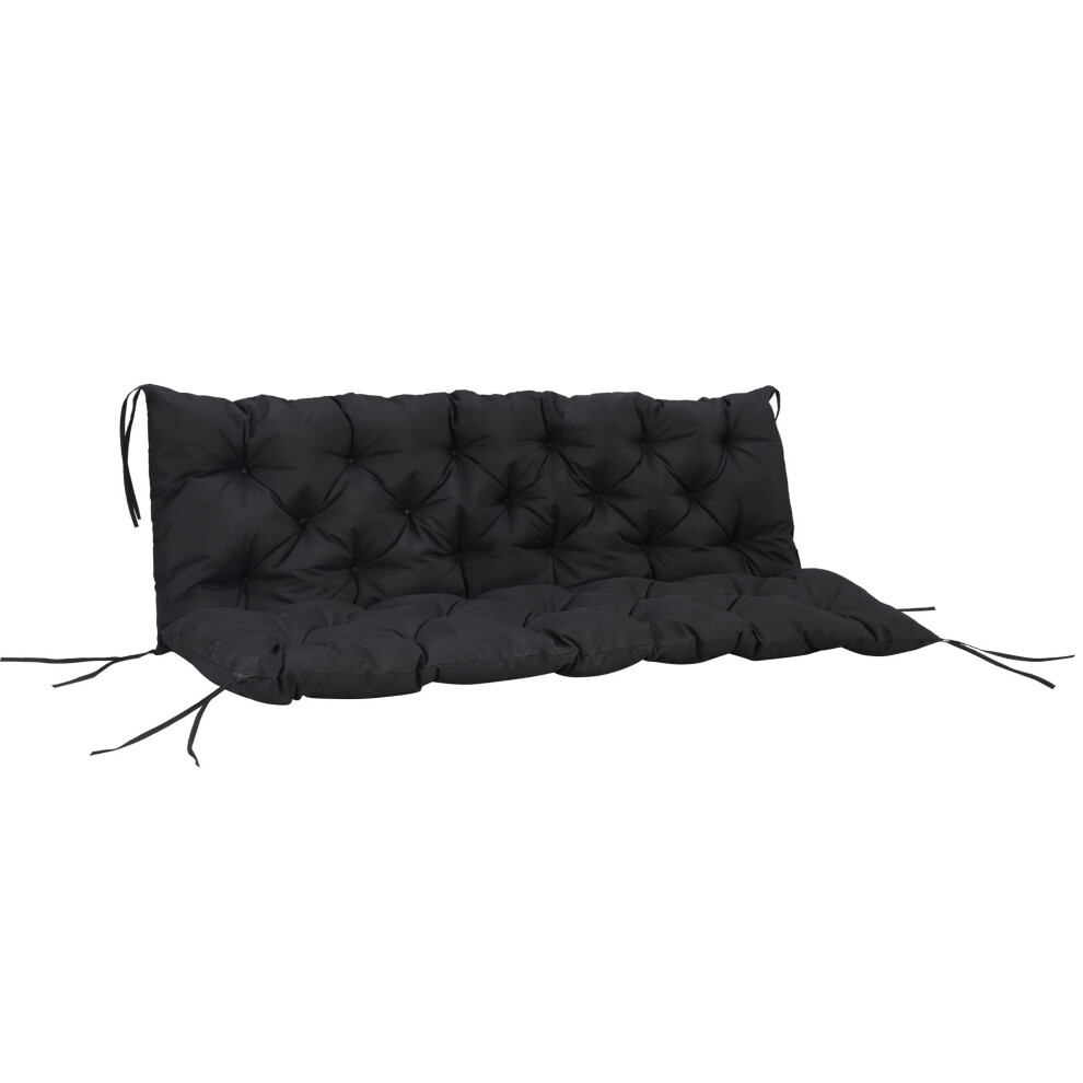 Outsunny 59"""" X 38"""" Tufted Bench Cushion For Outdoor Furniture 3-Seater Replacement For Swing Chair Patio Sofa/Couch Overstuffed Includes Backre