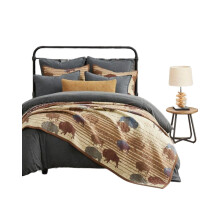 Paseo Road Home on The Range Western Parure de lit 3 pices avec taies d'oreiller pour lit queen size Buffalo Bison Imprim gomtrique Aztque P