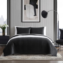 Vera Wang- Zestaw kołder Queen Super miękki zestaw pościeli z pasującymi podszewkami Modern Room Essentials (Diamentowa Czarna Królowa)