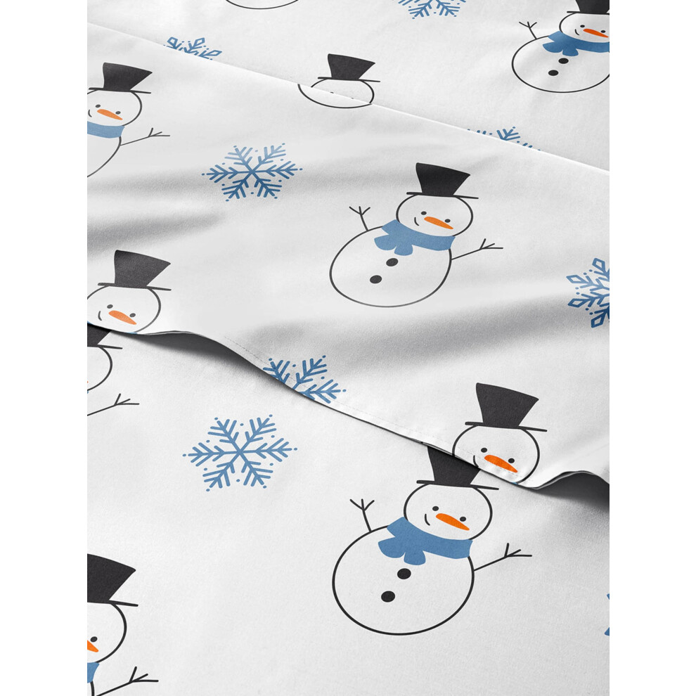 Split King Christmas Snowman Sheet Set - Holiday Xmas Pattern Bedding Set - Deep Pockets - Snug Fit - 5 Piece - Wrinkle Free - Cozy Cooling Festive W-image-OPC-PM8ZYMB-NEW
