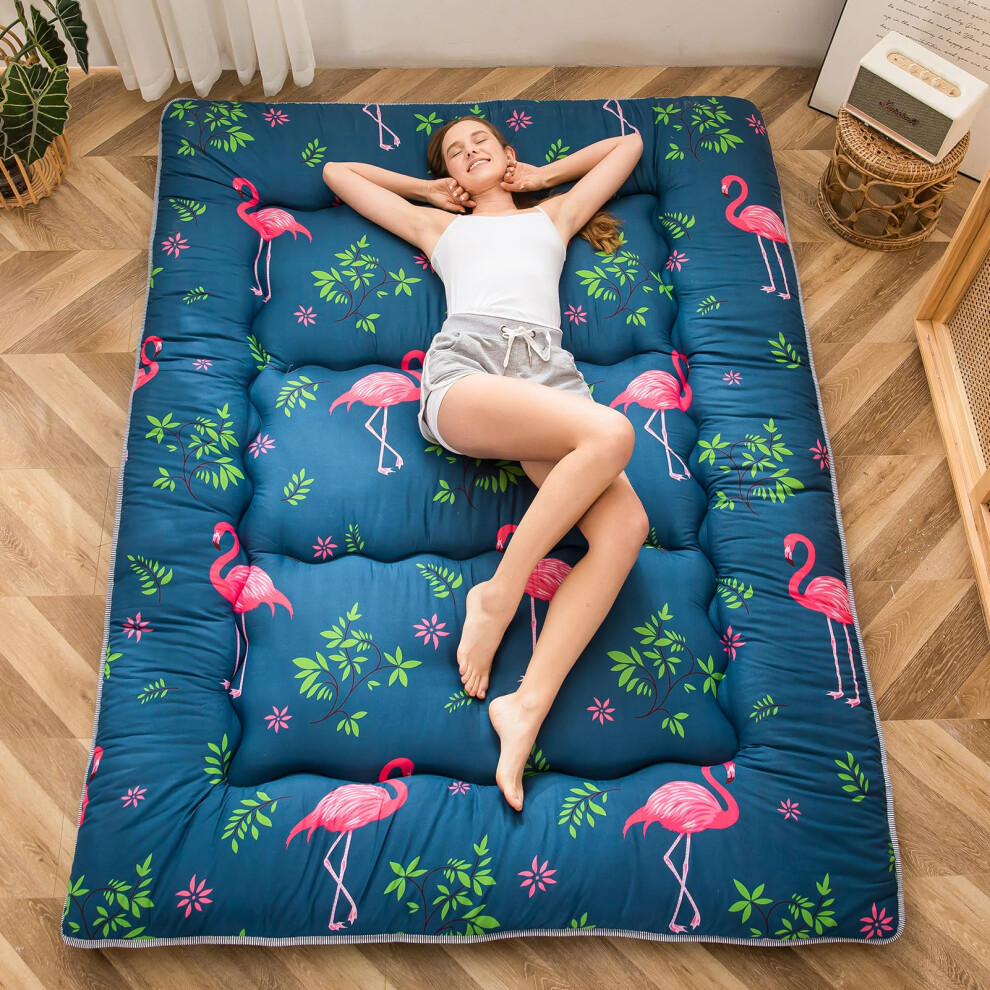 MAXYOYO Flamingo Japanese Floor Mattress Futon Mattress Queen Size Boys Girls Foldable Bed Camping Mattress Floor Lounger Floor Bed Mattress for Adu-image-OPC-PM8ZYYS-NEW