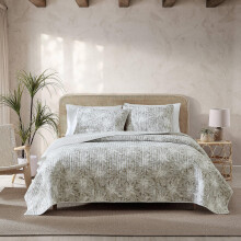 Tommy Bahama - Juego de edredσn Queen reversible de algodσn con fundas a juego, juego de cama ligero y sϊper suave (Makena Brown Queen)
