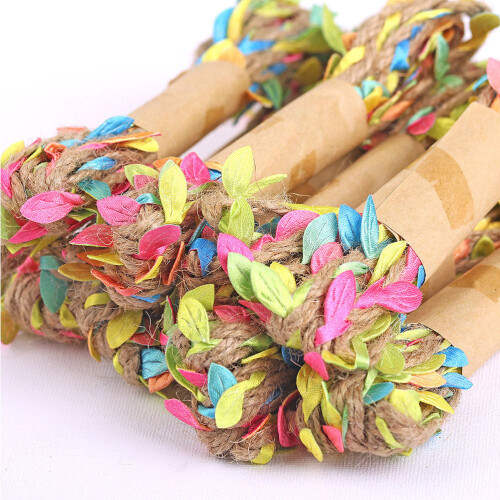 2 à 2 m hanfseil mit blättern, bunt, für diy blumenstrauß 1