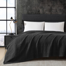 Kenneth Cole - Ropa de cama ligera de algodσn para el hogar, manta acogedora para todas las estaciones, color negro