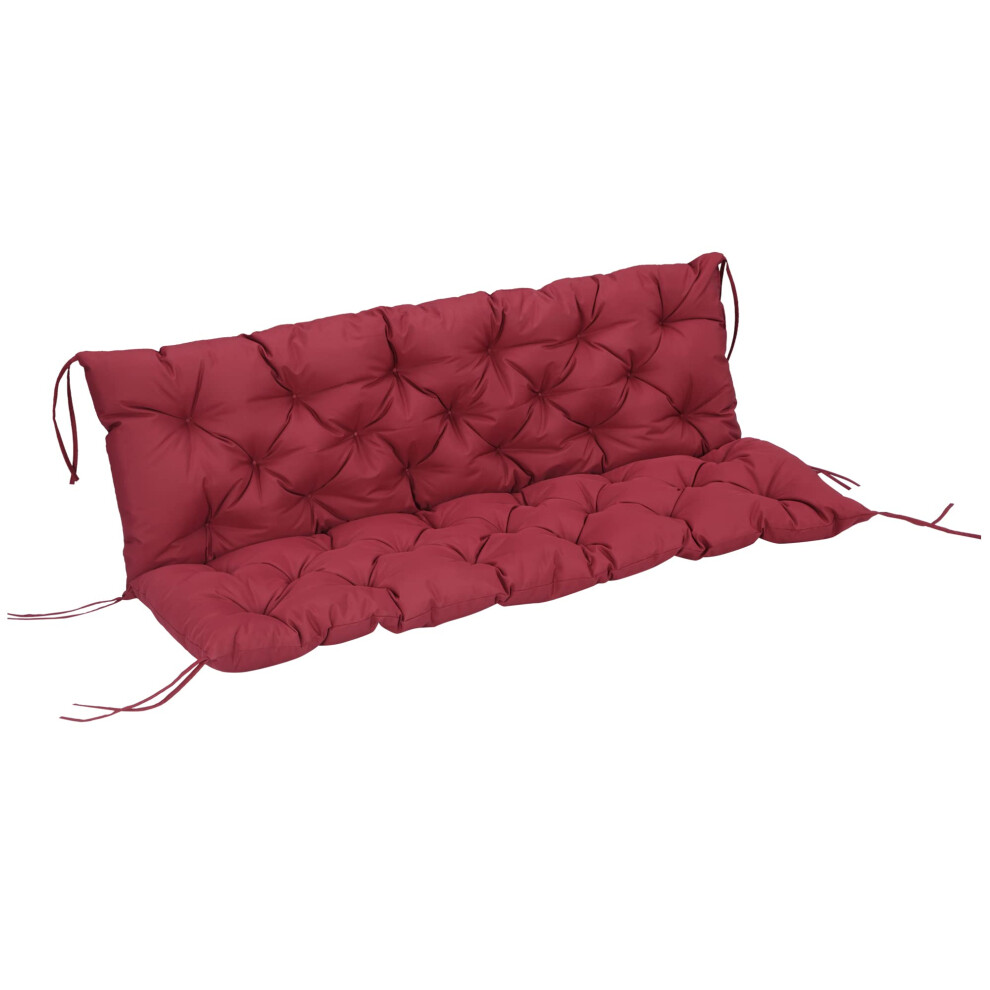 Outsunny 59"""" X 38"""" Tufted Bench Cushion For Outdoor Furniture 3-Seater Replacement For Swing Chair Patio Sofa/Couch Overstuffed Includes Backre