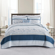 DDUOXIN Stripe Queen Size Quilt - 100 % bomull Mjukt Vndbart Queen Quilt med 2 kuddar Shams Blommnster Sngverkast Ltt Tcke Sngklder Set M