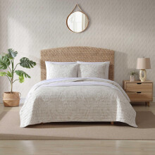 Tommy Bahama - Juego de edredσn doble, transpirable, reversible, con funda a juego, inspirado en la costa (Ocean Deep Beige Twin)