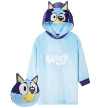 Bluey Couverture  capuche pour enfants, couverture polaire chaude et confortable, cadeaux pour filles (bleu 4-6 ans)