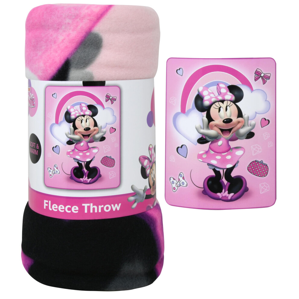 Disney Minnie Mouse Throw Blanket 45"""" X 60"""" Allover Print Pink