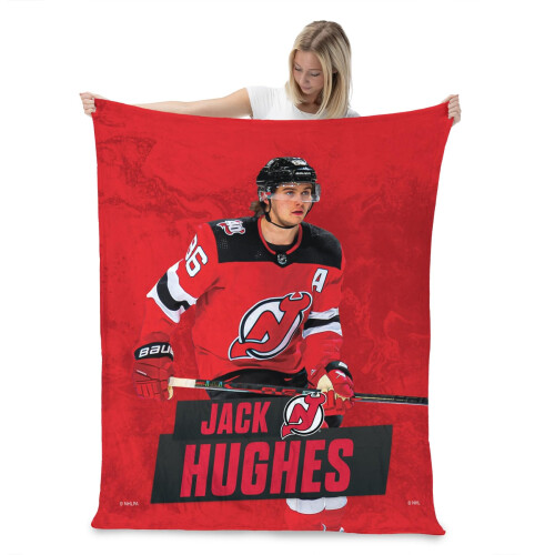 Northwest NHL New Jersey Devils Silk Touch Throw Blanket 50"" x 60"" Jack Hughes 2
