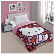 Jay Franco Hello Kitty World of Bows Couvre-lit matelass pour lit double uniquement Bleu JF14530