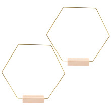2 metal hexagon rings with wooden base for wedding table wreath diy