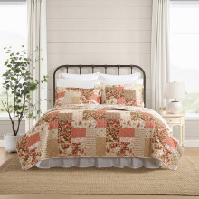 Laura Ashley - King Quilt Set Oboustrann bavlnen lon povlecen s odpovdajcmi prevleky Lehk bytov dekor pro vechna rocn obdob (Breezy Flor