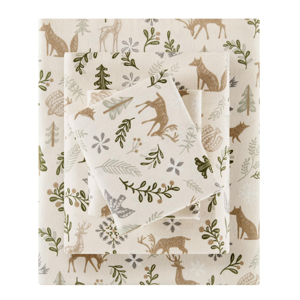 Sleep Philosophy True North 100% Cotton Flannel Sheets Cal King Size Cozy Flannel Sheet Set Brushed for Extra Softness Heavyweight Novelty Print Wa-image-OPC-PM92GNV-NEW