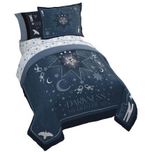Jay Franco Wednesday Addams Full Size Tcken Set - 7 delar sngklder inkluderar lakan set och kuddfodral - Blue Stars Super Soft Cozy Sngklder