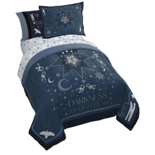Jay Franco Wednesday Addams Twin Size Tcken Set - 5 delar sngklder inkluderar lakan set & kuddfodral - Blue Stars Super Soft Cozy sngklder