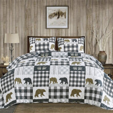 Market & Place Rustikln prikrvky Twin Size | 2dln souprava prikrvky do kabiny s podlokou | Oboustrann povlecen Lodge Bear pro celou seznu |