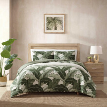 Tommy Bahama - Juego de funda nσrdica King de algodσn sϊper suave con fundas a juego con certificado Oeko-Tex (Vintage Palms Green King)
