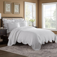 Historisk Charleston Charleston Estate Modern Farmhouse Blomster Matelass Senget?ppe med Scalloped Kanter 100% Bomuld ?ndbar Senget?j Fuld/Queen