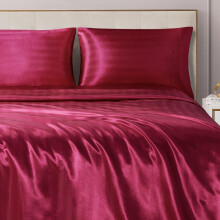 Juicy Couture Satijnen Damast Laken Set - Luxe Hot Pink Beddegoed - Gladde Gestreepte Lakens - Volledige Maat