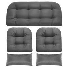 MAGIC ELEPHANT Rieten stoelkussens Binnen Buiten Memory Foam Rieten meubelkussens Set van 5 1 loveseat en 2 U-vormige en 2 lange waterdichte kussens