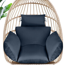 MAGIC ELEPHANT Eierstoelkussen Traagschuim Binnen Buiten Hangend Eierstoelkussen Vervanging Patio Mand Schommelkussen met hoofdsteun (blauw)