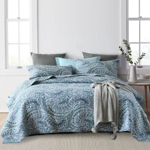 ENASAL Katoenen Sprei Dekbedsets Omkeerbaar beddengoed Sets Dekbedsets Dekbed Paisley Sprei Blauw Kingsize
