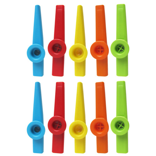 10 kazoos plástico coloridos para amantes