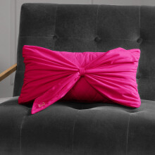Juicy Couture Rechteckiger 1-teiliger Dekorationsakzent, Wende-Kissen, 10"x18", Samt-Bow-Hot Pink