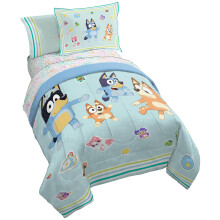 Jay Franco Kids Comforter Set with Sheets and Pillow Covers - Soft Bluey 7-Piece Full Size Bedding